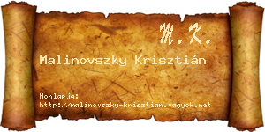Malinovszky Krisztián névjegykártya